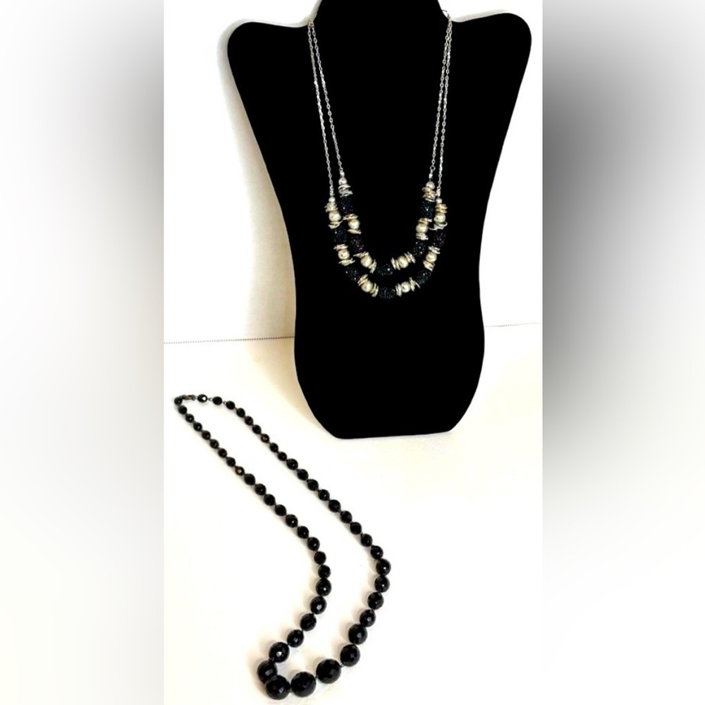 NECKLACES(2) BLACK & SILVER***